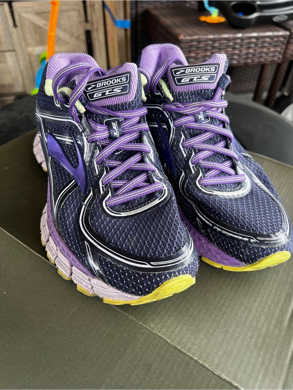 Brooks Women's Navy Purple Running Shoes with Yellow Accents